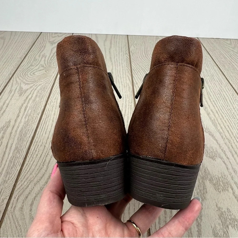 Sun + Stone Women's Adelinee Double Zip Ankle Booties 6.5M Chocolate $70